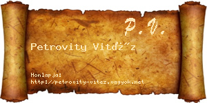 Petrovity Vitéz névjegykártya